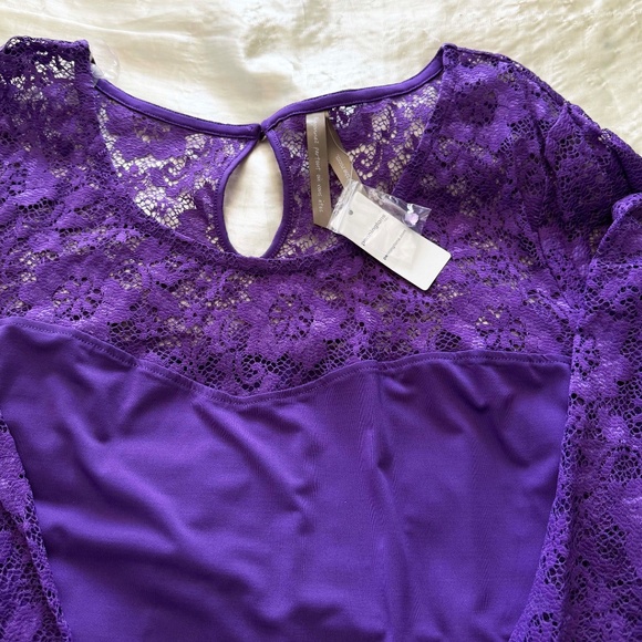 LACE SWEETHEART TOP, RICH PURPLE, SIZE 4X, PENNINGTONS, IN ORIGINAL BAG, TAG ON, - Picture 5 of 8